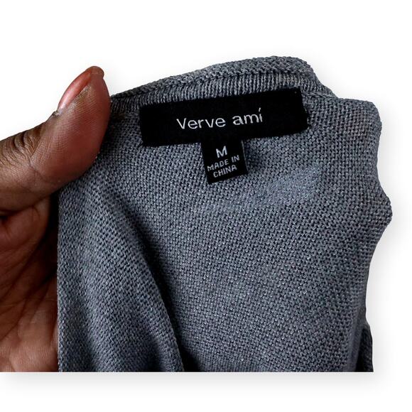 Verve Ami Light Gray Fine Knit Tunic Womens Sweater M NWOT - Picture 3 of 9